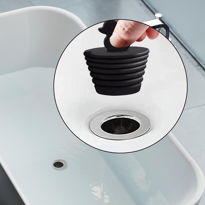 Universal Black Silicone Bathtub Plug Leak Proof Durable Suction Base Fits Standard Drains - Image 4